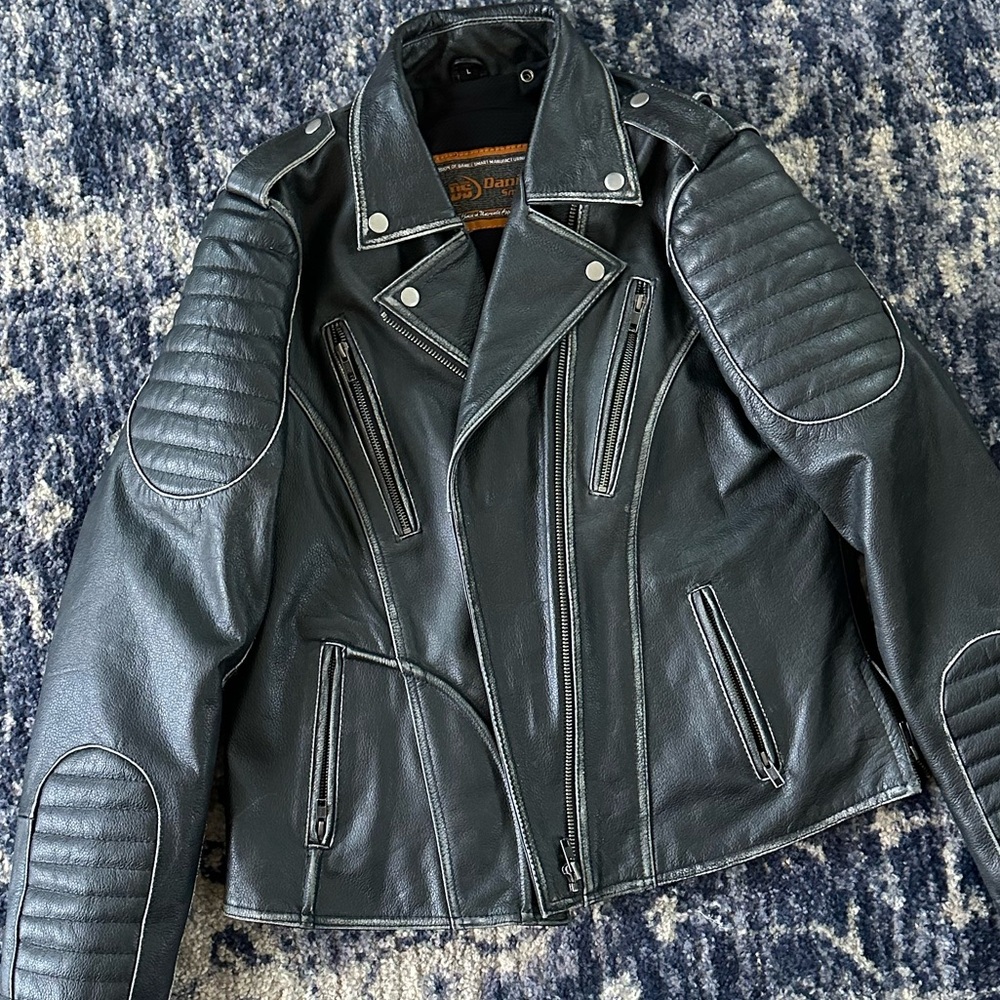 Leather motorcycle jacket brand new dusty grey-black Daniel Smart